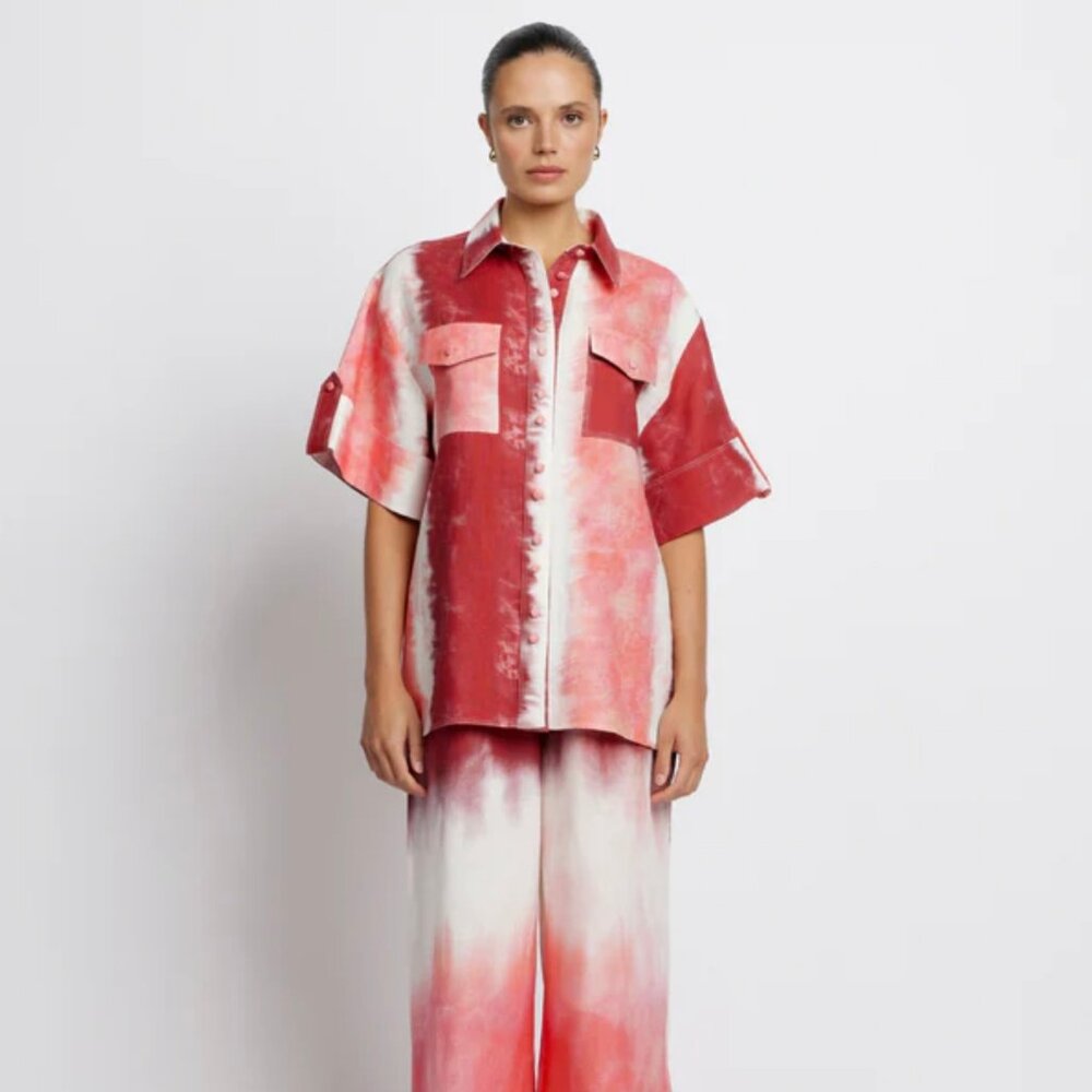 SUNSET LOVER ROSEWOOD TIE DYE UTILITY SHIRT 8